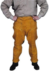 PRO-SAFE - Size Universal Leather with KevlarThread Flame Resistant/Retardant Chaps - No Pockets, Gold - Americas Industrial Supply