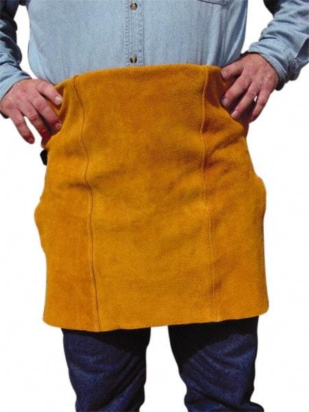 PRO-SAFE - 24 x 24" Flame Resistant/Retardant & Welding Waist Apron - Split Leather, Yellow, 0 Pockets - Americas Industrial Supply