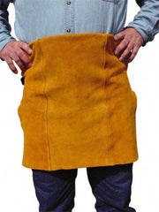 PRO-SAFE - 24 x 24" Flame Resistant/Retardant & Welding Waist Apron - Split Leather, Yellow, 0 Pockets - Americas Industrial Supply