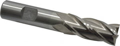 Interstate - 11/16", 1-5/8" LOC, 5/8" Shank Diam, 3-3/4" OAL, 4 Flute, Cobalt Square End Mill - Single End, Uncoated, Spiral Flute, 30° Helix, Centercutting, Right Hand Cut, Right Hand Flute - Americas Industrial Supply