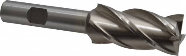 Interstate - 7/8", 1-7/8" LOC, 1/2" Shank Diam, 4" OAL, 4 Flute, Cobalt Square End Mill - Single End, Uncoated, Spiral Flute, 30° Helix, Centercutting, Right Hand Cut, Right Hand Flute - Americas Industrial Supply