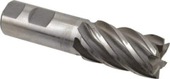 Interstate - 1-1/8", 2" LOC, 1" Shank Diam, 4-1/2" OAL, 6 Flute, Cobalt Square End Mill - Single End, Uncoated, Spiral Flute, 30° Helix, Centercutting, Right Hand Cut, Right Hand Flute - Americas Industrial Supply
