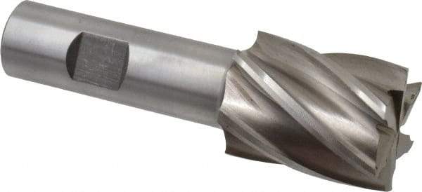 Interstate - 1-3/16", 1-1/2" LOC, 3/4" Shank Diam, 3-7/8" OAL, 6 Flute, Cobalt Square End Mill - Single End, Uncoated, Spiral Flute, 30° Helix, Centercutting, Right Hand Cut, Right Hand Flute - Americas Industrial Supply