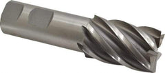 Interstate - 1-1/4", 2" LOC, 1" Shank Diam, 4-1/2" OAL, 6 Flute, Cobalt Square End Mill - Single End, Uncoated, Spiral Flute, 30° Helix, Centercutting, Right Hand Cut, Right Hand Flute - Americas Industrial Supply