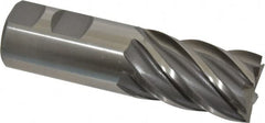 Interstate - 1-1/4", 2" LOC, 1-1/4" Shank Diam, 4-1/2" OAL, 6 Flute, Cobalt Square End Mill - Single End, Uncoated, Spiral Flute, 30° Helix, Centercutting, Right Hand Cut, Right Hand Flute - Americas Industrial Supply