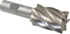 Interstate - 1-3/8", 2" LOC, 3/4" Shank Diam, 4-3/8" OAL, 6 Flute, Cobalt Square End Mill - Single End, Uncoated, Spiral Flute, 30° Helix, Centercutting, Right Hand Cut, Right Hand Flute - Americas Industrial Supply