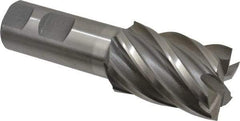 Interstate - 1-3/8", 2" LOC, 1" Shank Diam, 4-1/2" OAL, 6 Flute, Cobalt Square End Mill - Single End, Uncoated, Spiral Flute, 30° Helix, Centercutting, Right Hand Cut, Right Hand Flute - Americas Industrial Supply