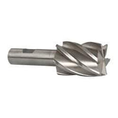 Interstate - 1-1/2", 2" LOC, 3/4" Shank Diam, 4-3/8" OAL, 6 Flute, Cobalt Square End Mill - Single End, Uncoated, Spiral Flute, 30° Helix, Centercutting, Right Hand Cut, Right Hand Flute - Americas Industrial Supply