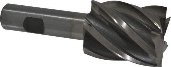 Interstate - 1-5/8", 2" LOC, 3/4" Shank Diam, 4-1/2" OAL, 6 Flute, Cobalt Square End Mill - Single End, Uncoated, Spiral Flute, 30° Helix, Centercutting, Right Hand Cut, Right Hand Flute - Americas Industrial Supply