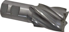 Interstate - 1-5/8", 2" LOC, 1-1/4" Shank Diam, 4-1/2" OAL, 6 Flute, Cobalt Square End Mill - Single End, Uncoated, Spiral Flute, 30° Helix, Centercutting, Right Hand Cut, Right Hand Flute - Americas Industrial Supply
