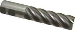 Interstate - 1-1/4", 4" LOC, 1-1/4" Shank Diam, 6-1/2" OAL, 6 Flute, Cobalt Square End Mill - Single End, Uncoated, Spiral Flute, 30° Helix, Centercutting, Right Hand Cut, Right Hand Flute - Americas Industrial Supply