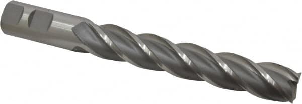 Interstate - 7/8", 5" LOC, 7/8" Shank Diam, 7-1/4" OAL, 4 Flute, Cobalt Square End Mill - Single End, Uncoated, Spiral Flute, 30° Helix, Centercutting, Right Hand Cut, Right Hand Flute - Americas Industrial Supply