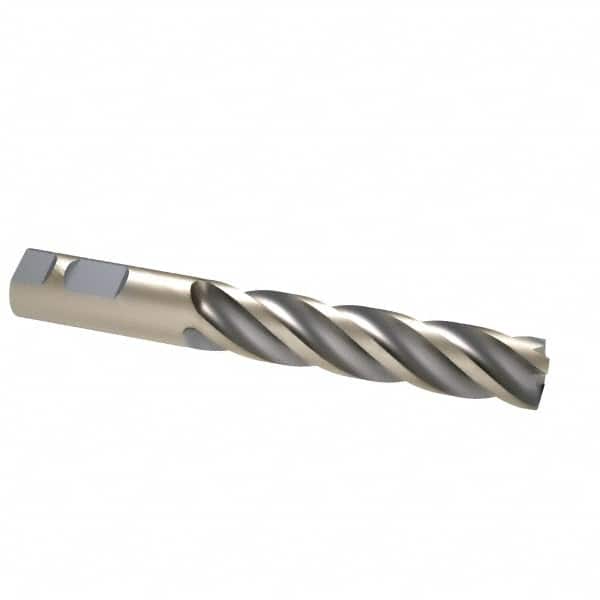Interstate - 1-1/4", 6" LOC, 1-1/4" Shank Diam, 8-1/2" OAL, 4 Flute, Cobalt Square End Mill - Single End, Uncoated, Spiral Flute, 30° Helix, Centercutting, Right Hand Cut, Right Hand Flute - Americas Industrial Supply