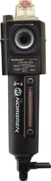 Norgren - 3/8" NPT, 250 Max psi Compact Micro Fog Lubricator - Metal Bowl with Sight Glass, Zinc Body, 36 CFM, 175°F Max Temp, 1.98" Wide x 7.46" High - Americas Industrial Supply