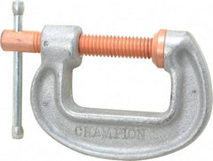 Made in USA - Light-Duty 1-1/2" Max Opening, 1-1/4" Throat Depth, Aluminum Alloy Standard C-Clamp - 850 Lb Capacity, 0" Min Opening, Standard Throat Depth - Americas Industrial Supply
