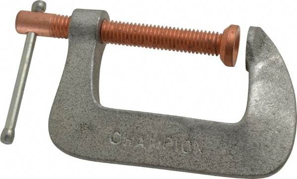 Made in USA - Light-Duty 2-1/4" Max Opening, 1-3/4" Throat Depth, Aluminum Alloy Standard C-Clamp - 875 Lb Capacity, 0" Min Opening, Standard Throat Depth - Americas Industrial Supply