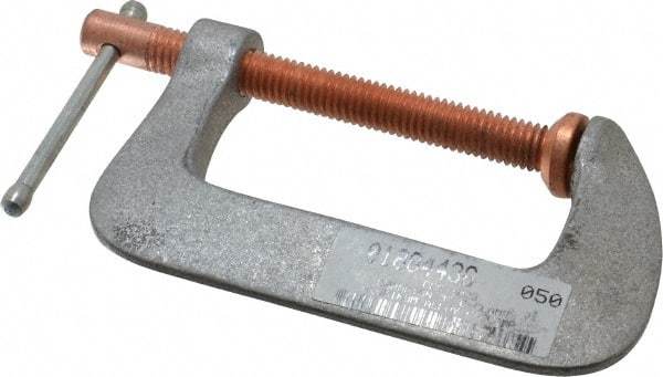 Made in USA - Light-Duty 3" Max Opening, 1-7/8" Throat Depth, Aluminum Alloy Standard C-Clamp - 1,100 Lb Capacity, 0" Min Opening, Standard Throat Depth - Americas Industrial Supply