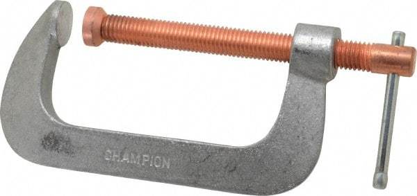 Made in USA - Light-Duty 5" Max Opening, 2-1/2" Throat Depth, Aluminum Alloy Standard C-Clamp - 1,850 Lb Capacity, 0" Min Opening, Standard Throat Depth - Americas Industrial Supply
