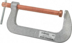 Made in USA - Light-Duty 6" Max Opening, 2-3/4" Throat Depth, Aluminum Alloy Standard C-Clamp - 2,000 Lb Capacity, 0" Min Opening, Standard Throat Depth - Americas Industrial Supply