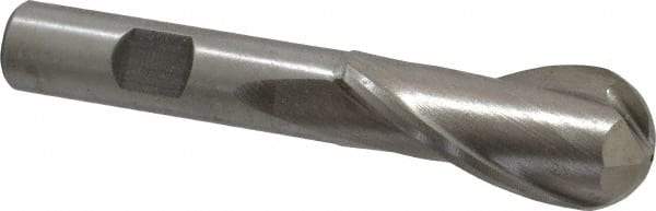 Interstate - 3/4" Diam, 1-5/8" LOC, 2 Flute Cobalt Ball End Mill - Uncoated, Single End, 3-5/8" OAL, 1/2" Shank Diam, Spiral Flute - Americas Industrial Supply