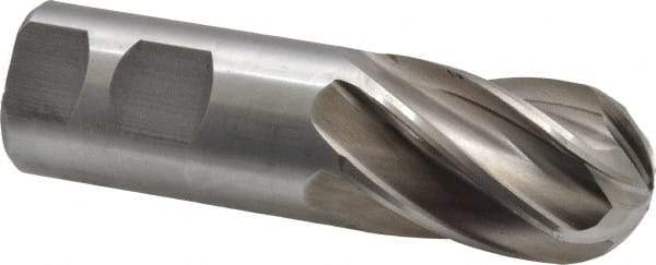 Interstate - 1-1/4" Diam, 2" LOC, 6 Flute Cobalt Ball End Mill - Uncoated, Single End, 4-1/2" OAL, 1-1/4" Shank Diam, Spiral Flute - Americas Industrial Supply
