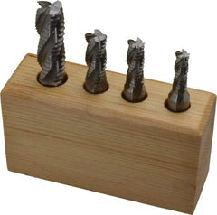 Interstate - 1/4 to 1/2", 4 Flute Square End Mill Set - Uncoated, Cobalt, Single End, 3/8, 1/2" Shank Diam, Centercutting - Americas Industrial Supply