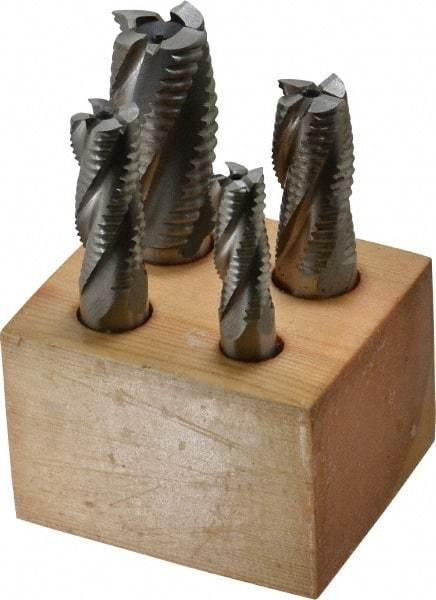 Interstate - 1/2 to 1", 4, 5 Flute Square End Mill Set - Uncoated, Cobalt, Single End, 1/2, 5/8, 3/4" Shank Diam, Centercutting - Americas Industrial Supply