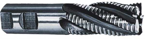 Interstate - 1-1/2" Diam, Coarse Pitch, 1-1/8" LOC, 6 Flute Cobalt Roughing Square End Mill - TiN Finish, 3-3/8" OAL, 3/4" Shank Diam, Single End - Americas Industrial Supply