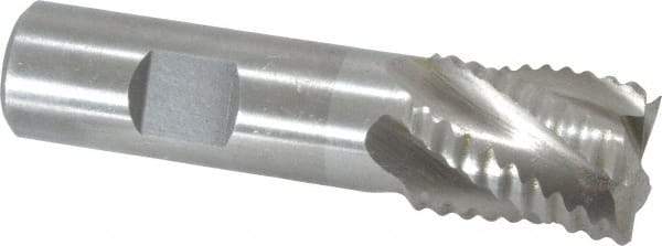 Interstate - 7/8" Diam, Coarse Pitch, 1-1/8" LOC, 5 Flute Cobalt Roughing Square End Mill - Uncoated, 3-3/8" OAL, 3/4" Shank Diam, Single End - Americas Industrial Supply
