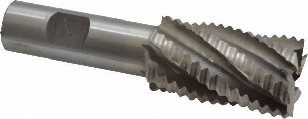 Interstate - 1-1/8" Diam, Coarse Pitch, 2" LOC, 6 Flute Cobalt Roughing Square End Mill - Uncoated, 4-1/4" OAL, 3/4" Shank Diam, Single End - Americas Industrial Supply