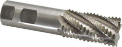 Interstate - 1-1/8" Diam, Coarse Pitch, 2" LOC, 6 Flute Cobalt Roughing Square End Mill - Uncoated, 4-1/2" OAL, 1" Shank Diam, Single End - Americas Industrial Supply