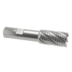 Interstate - 1-1/4" Diam, Coarse Pitch, 2" LOC, 6 Flute Cobalt Roughing Square End Mill - Uncoated, 4-1/4" OAL, 3/4" Shank Diam, Single End - Americas Industrial Supply