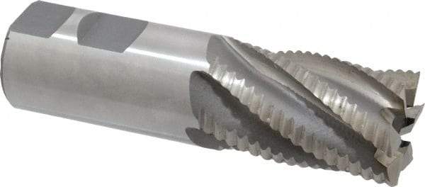 Interstate - 1-1/4" Diam, Coarse Pitch, 2" LOC, 6 Flute Cobalt Roughing Square End Mill - Uncoated, 4-1/2" OAL, 1-1/4" Shank Diam, Single End - Americas Industrial Supply