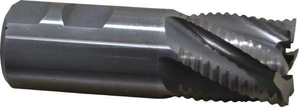 Interstate - 1-1/4" Diam, Coarse Pitch, 1-3/8" LOC, 6 Flute Cobalt Roughing Square End Mill - Uncoated, 3-7/8" OAL, 1-1/4" Shank Diam, Single End - Americas Industrial Supply
