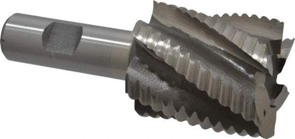 Interstate - 1-3/4" Diam, Coarse Pitch, 2" LOC, 6 Flute Cobalt Roughing Square End Mill - Uncoated, 4-1/4" OAL, 3/4" Shank Diam, Single End - Americas Industrial Supply