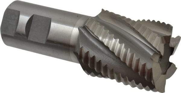 Interstate - 1-3/4" Diam, Coarse Pitch, 2" LOC, 6 Flute Cobalt Roughing Square End Mill - Uncoated, 4-1/2" OAL, 1-1/4" Shank Diam, Single End - Americas Industrial Supply