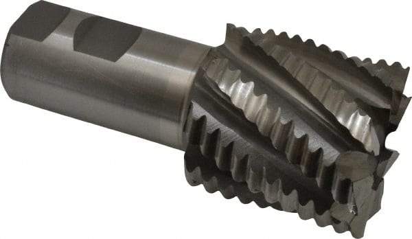 Interstate - 2" Diam, Coarse Pitch, 2" LOC, 8 Flute Cobalt Roughing Square End Mill - Uncoated, 4-1/2" OAL, 1-1/4" Shank Diam, Single End - Americas Industrial Supply