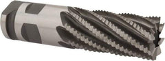 Interstate - 2" Diam, Coarse Pitch, 4" LOC, 8 Flute Cobalt Roughing Square End Mill - Uncoated, 7-3/4" OAL, 2" Shank Diam, Single End - Americas Industrial Supply
