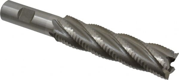 Interstate - 1" Diam, Coarse Pitch, 4" LOC, 5 Flute Cobalt Roughing Square End Mill - Uncoated, 6-1/4" OAL, 3/4" Shank Diam, Single End - Americas Industrial Supply