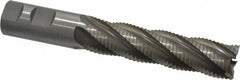 Interstate - 1" Diam, Coarse Pitch, 4" LOC, 5 Flute Cobalt Roughing Square End Mill - Uncoated, 6-1/2" OAL, 1" Shank Diam, Single End - Americas Industrial Supply