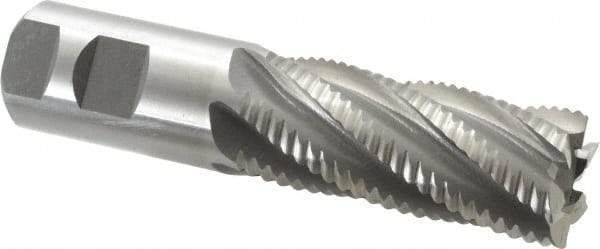 Interstate - 1-1/4" Diam, Coarse Pitch, 3" LOC, 6 Flute Cobalt Roughing Square End Mill - Uncoated, 5-1/2" OAL, 1-1/4" Shank Diam, Single End - Americas Industrial Supply