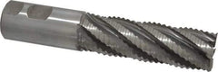 Interstate - 1-1/4" Diam, Coarse Pitch, 4" LOC, 6 Flute Cobalt Roughing Square End Mill - Uncoated, 6-1/2" OAL, 1-1/4" Shank Diam, Single End - Americas Industrial Supply