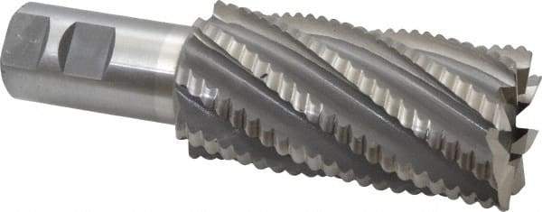 Interstate - 2" Diam, Coarse Pitch, 4" LOC, 8 Flute Cobalt Roughing Square End Mill - Uncoated, 6-1/2" OAL, 1-1/4" Shank Diam, Single End - Americas Industrial Supply