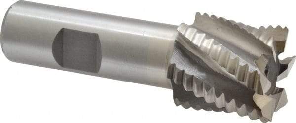 Interstate - 1-1/8" Diam, Coarse Pitch, 1-1/8" LOC, 6 Flute Cobalt Roughing Square End Mill - Uncoated, 3-3/8" OAL, 3/4" Shank Diam, Single End - Americas Industrial Supply
