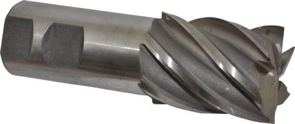 Interstate - 1-1/2", 2" LOC, 1-1/4" Shank Diam, 4-1/2" OAL, 6 Flute, High Speed Steel Square End Mill - Single End, Uncoated, Spiral Flute, 30° Helix, Centercutting, Right Hand Cut, Right Hand Flute - Americas Industrial Supply