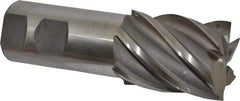 Interstate - 1-1/2", 2" LOC, 1-1/4" Shank Diam, 4-1/2" OAL, 6 Flute, High Speed Steel Square End Mill - Single End, Uncoated, Spiral Flute, 30° Helix, Centercutting, Right Hand Cut, Right Hand Flute - Americas Industrial Supply