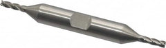 Interstate - 1/8", 3/8" LOC, 3/8" Shank Diam, 3-1/16" OAL, 4 Flute, High Speed Steel Square End Mill - Double End, Uncoated, Spiral Flute, 30° Helix, Centercutting, Right Hand Cut, Right Hand Flute - Americas Industrial Supply