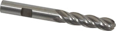 Interstate - 3/8" Diam, 1-1/2" LOC, 4 Flute High Speed Steel Ball End Mill - Uncoated, Single End, 3-1/4" OAL, 3/8" Shank Diam, Spiral Flute - Americas Industrial Supply
