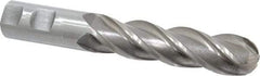 Interstate - 1" Diam, 4" LOC, 4 Flute High Speed Steel Ball End Mill - Uncoated, Single End, 6-1/2" OAL, 1" Shank Diam, Spiral Flute - Americas Industrial Supply