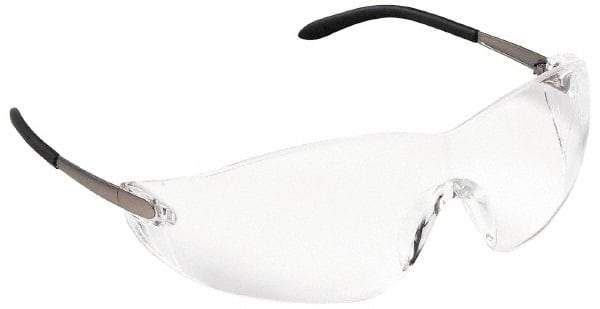 MCR Safety - Clear Lenses, Frameless Safety Glasses - Anti-Fog, Scratch Resistant, Metal Frame, Size Universal, Wrap Around - Americas Industrial Supply
